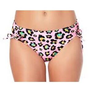 1271 California Waves ruched sides hipster bikini Bottoms PINK ANIMAL sz S